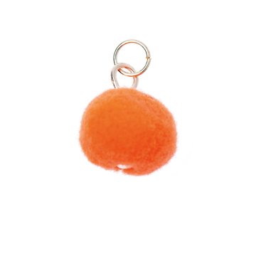 Pompon voor sieraden of decoratie 12mm Neon Orange met zilverkleurig oog