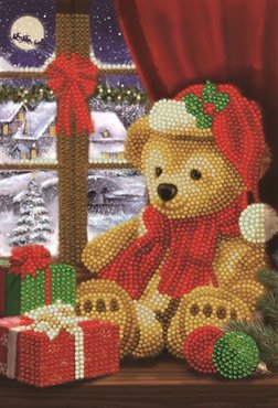 Crystal Art kit Notebook schrift harde kaft Festive Teddy 26 x 18 cm