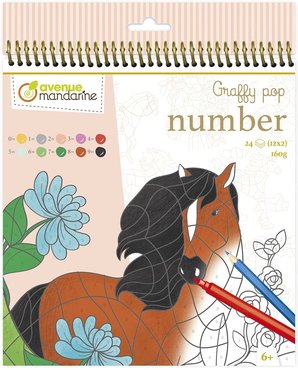 Graffy Pop Kleurboek Paarden kleuren op nummer spiraal gebonden