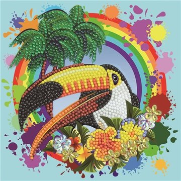 Crystal Card kit Rainbow Toucan (partial) 18x18 cm