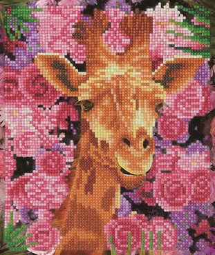 Crystal Art kit Giraffe & Flowers portrait 21 x 25 cm