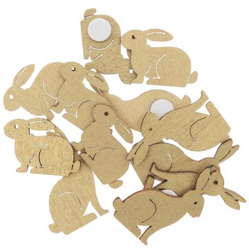 Ohhh! Lovely! houten sticker konijn klein goudkleurig 12 stuks.