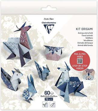 Origami papier Wouddieren , set met 3 maten 60 vel 70g - met motief