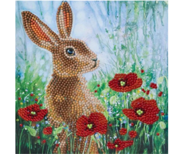 Crystal Card kit diamond painting Wild Poppies and the Hare 18 x 18 cm