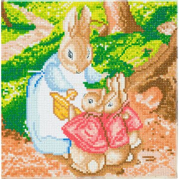 Crystal Art kit ® Mrs Josephine & the Flopsy Bunnies Peter Rabbit 30 x 30 cm diamond painting