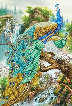 Crystal Art kit® Notebook schrift harde kaft Peacock Waterfall 26 x 19 cm