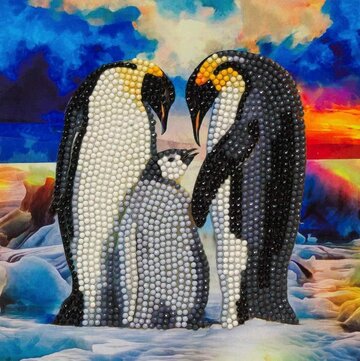 Crystal Card kit diamond painting Penguin Family 18 x 18 cm