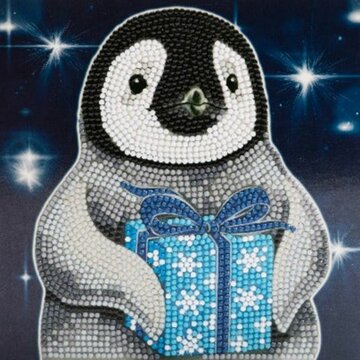 Christmas Crystal Card kit diamond painting Penguin 18 x 18 cm