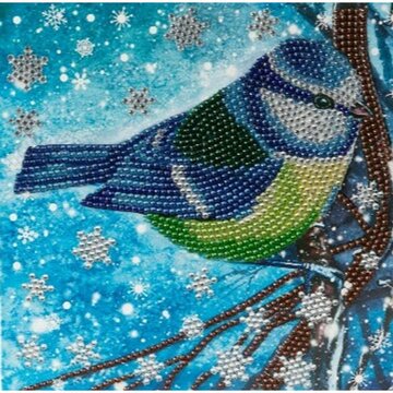 Christmas Crystal Card kit diamond painting Festive Bird 18 x 18 cm