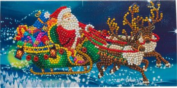 Christmas Crystal Card kit diamond painting Santa's Sleigh 11 x 22 cm