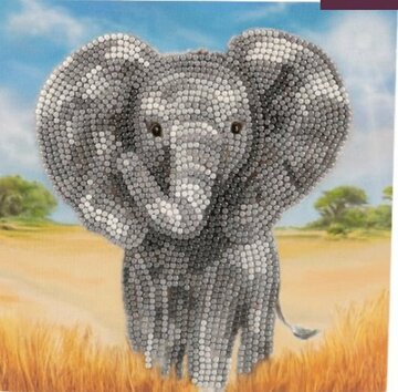 Crystal Card kit diamond painting Baby Olifant - Martha Bowyer 18 x 18 cm