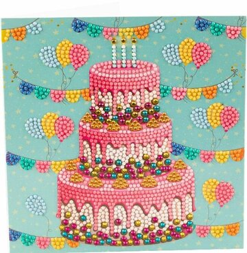 Crystal Card kit diamond painting Happy Birthday Cake 18 x 18 cm