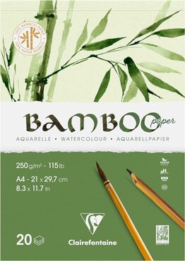 BAMBOO aquarelpapier blok 20 vel A4 250gr/m2 - Wit