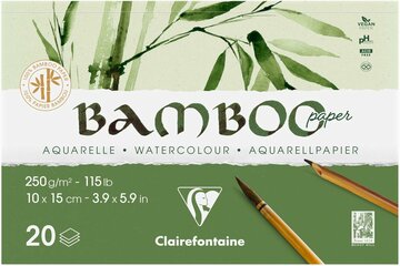 BAMBOO aquarelpapier blok 20 vel 100X150mm 250gr/m2 - Wit