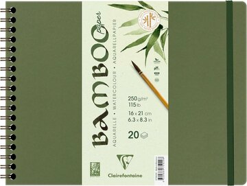 BAMBOO aquarelpapier spiraalblok 20 vel 210X160mm 250gr/m2 - Wit