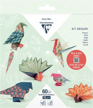 Origami papier Vogels , set met 3 maten 60 vel 70g - met motief