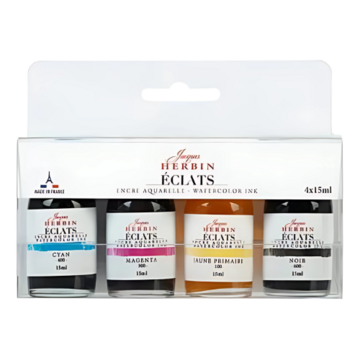 Set aquarel inkt  Jaques Herbin 4 x 15 ml