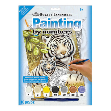 Schilderen op nummer white tiger pair (Junior Small/33x24cm) Royal & Langnickel.