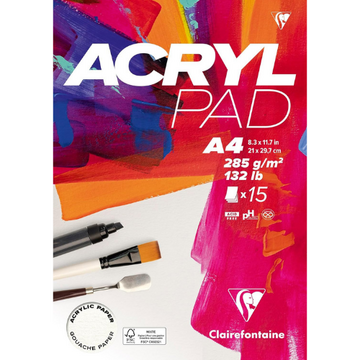Acrylpad A4 285 g | Gelijmd blok | 15 vellen