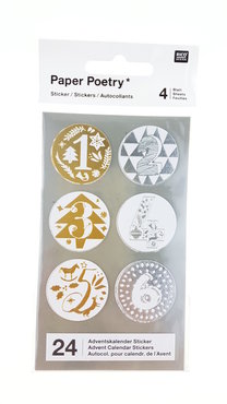 Paper Poetry Adventskalender stickers goud/zilver 24st.