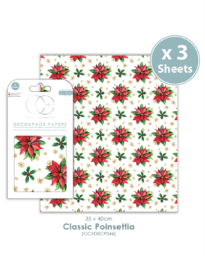 Decoupage papier Classic Poinsettia Kerstster - Craft Consortium