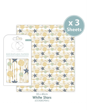 Decoupage papier White Stars - Craft Consortium