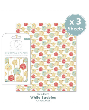 Decoupage papier White Baubles - Craft Consortium