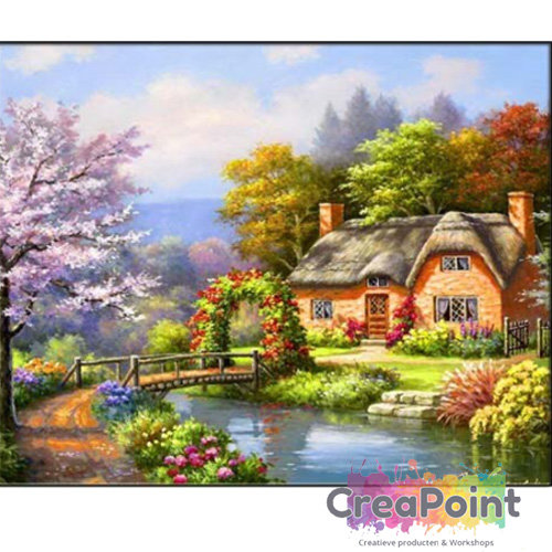 Full 5D Diamond Painting huis cottage met tuin 1 50 x 40 cm