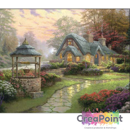 Full 5D Diamond Painting Huis Cottage met Tuin 3 45 x 60 cm