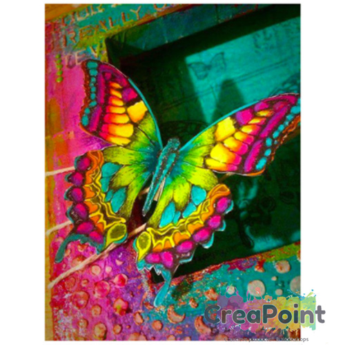 Full 5D Diamond Painting vlinder felle kleuren 30 x 40 cm OP=OP